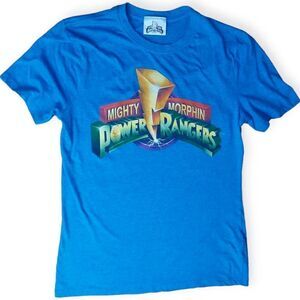 ⚡ Power Rangers Graphic Tee – Faded Blue | Size Small | 100% Cotton ✨